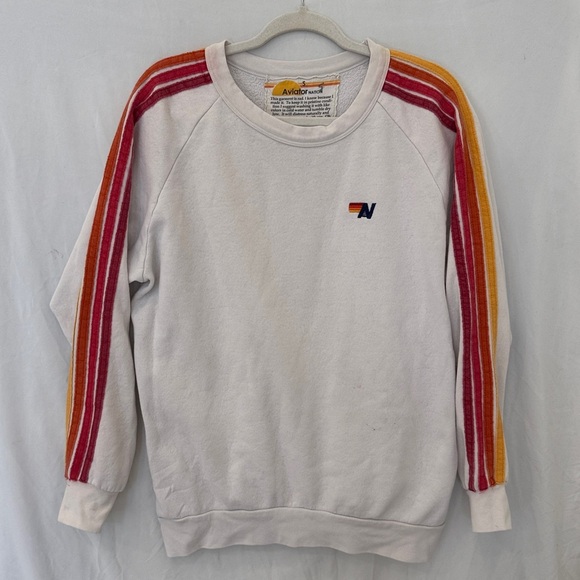 Aviator Nation Sweatshirt sz small white with stripes - Picture 2 of 7